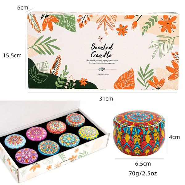8 Pack Yoga Aroma Candle Set Tin Scented Candle  Spirit Healing