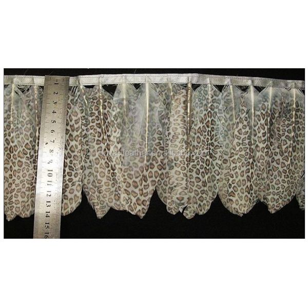 Printed Duck Goose Feather Fringe Trim With Satin Ribbon Tapes Carnival Occasion