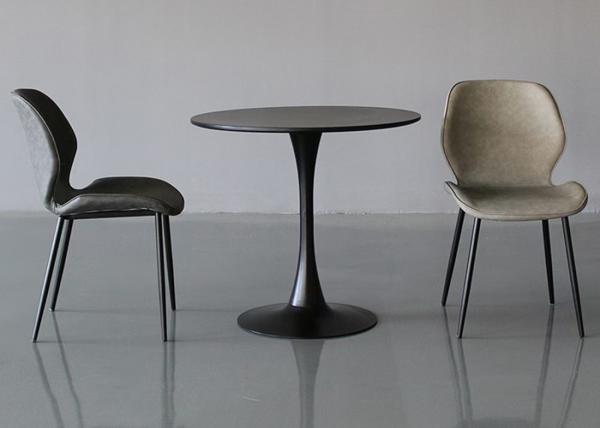 Wear-Resistant Stitching PU Dining Chairs Iron Legs Metal Base