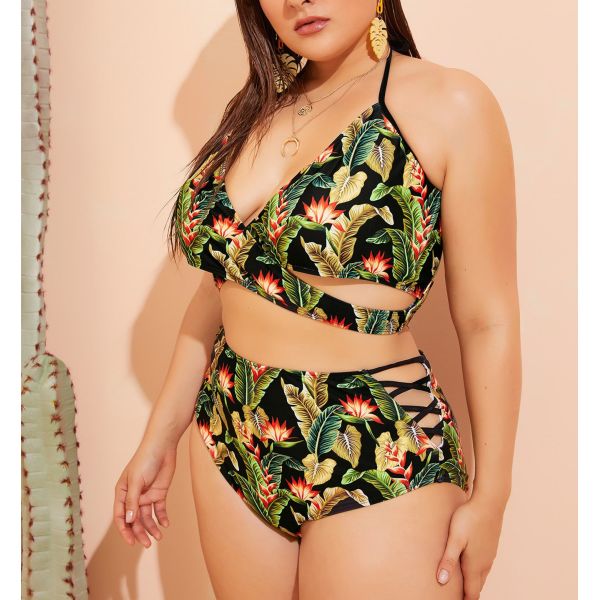 2019 New Plus SizeTwo piece  Swimsuit Women Push up