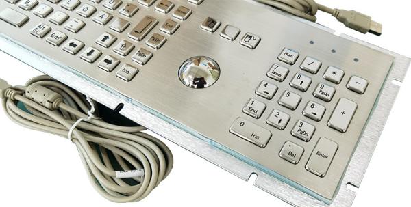 Self Service Kiosk Stainless Steel Industrial Keyboard With Trackball And Numeric Keypad