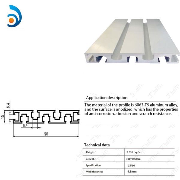 1590 Industrial Aluminum Profile Mill Finish Anodizing