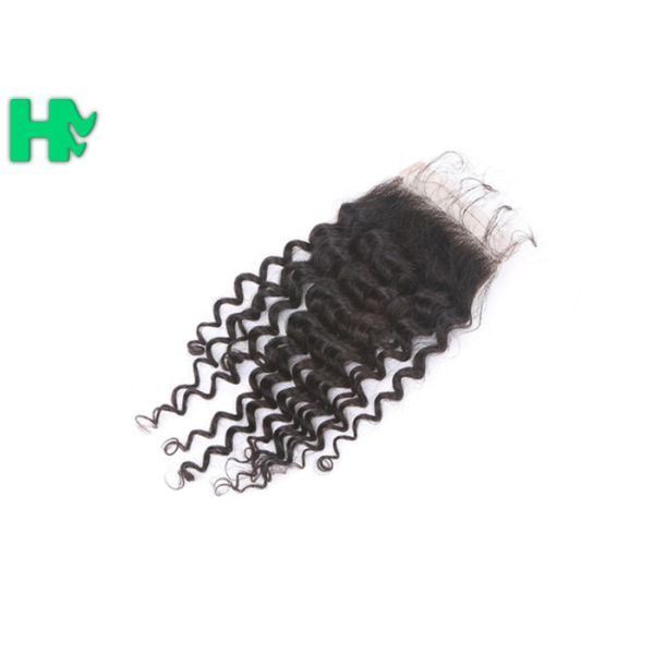 100% Human Hair Closure Deep Wave , Natural Black Brazilian Lace Closure