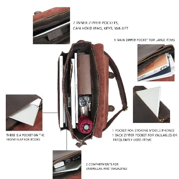 Сумка Satchel Cowhide первого слоя Брауна ретро