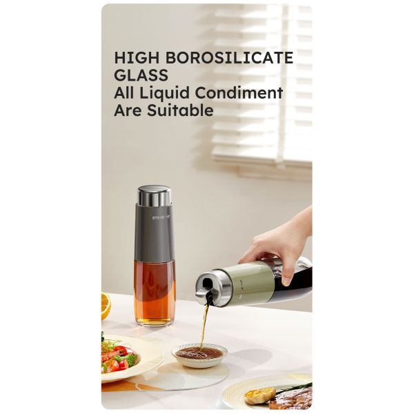 280ml 500ml Kitchen Glass Auto Flip Oil Dispenser Cooking Leakproof No Drip Stainless Steel Cap Oil Container Soy Sauce Bottle