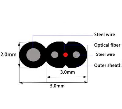 FTTH Single Mode Butterfly Drop Cable Fiber Optic Wire Steel Messenger