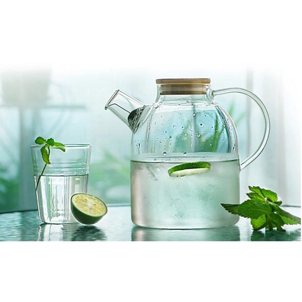 3 - 4 Person Modern Glass Teapot , Wedding / Holidays Pyrex Glass Kettle
