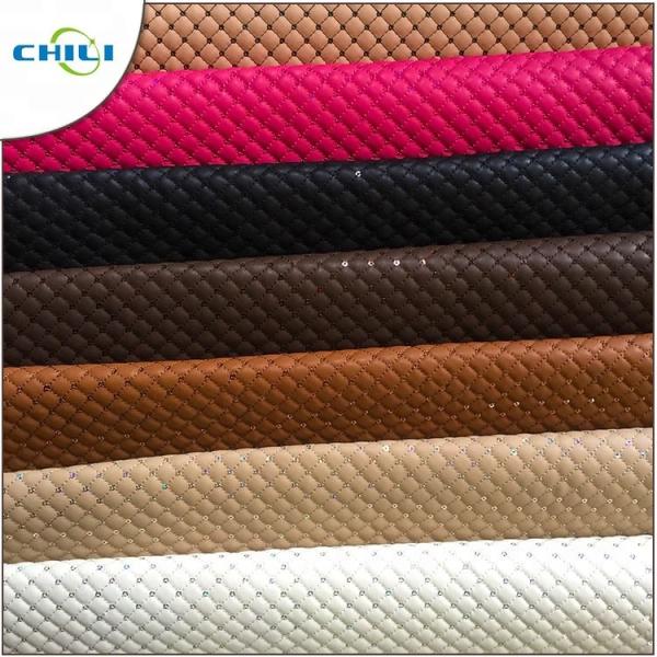 Thicker Padded Faux Leather Fabric Multi Layers Anti Mildew Elastic Mesh