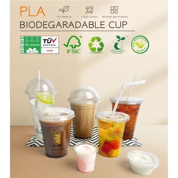 6 7 9 11 12Oz Biodegradable PLA Cups Cold Coffee Plastic Cup Beverage Ice Cream Boba