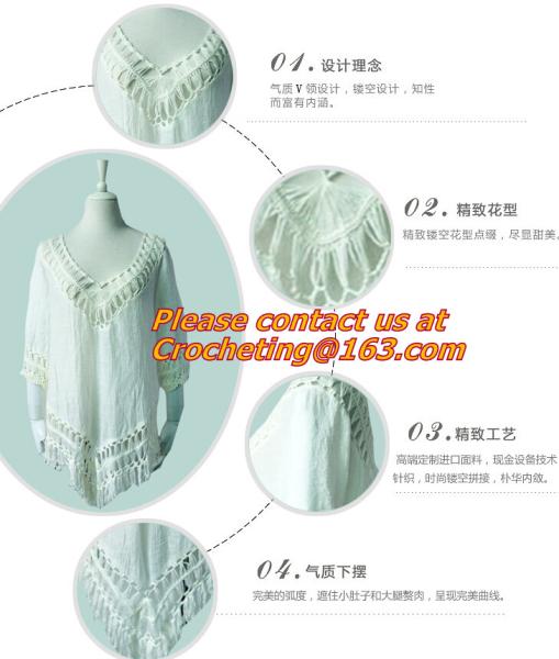Fashion tassel, Hollow knitted Swimwear, swimsuit Crochet Bikini Beach Cover Up Smock Mini