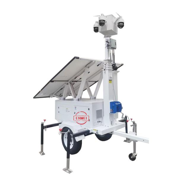 Solar Surveillance Trailer With 6m Manual Mast For Construction Site Monitoring