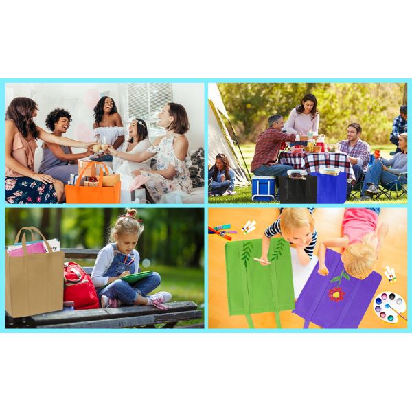 Nonwoven fabric Grocery Tote, Reinforced Handle Heavy Duty Large Shopping, Kitchen Reusable box bags