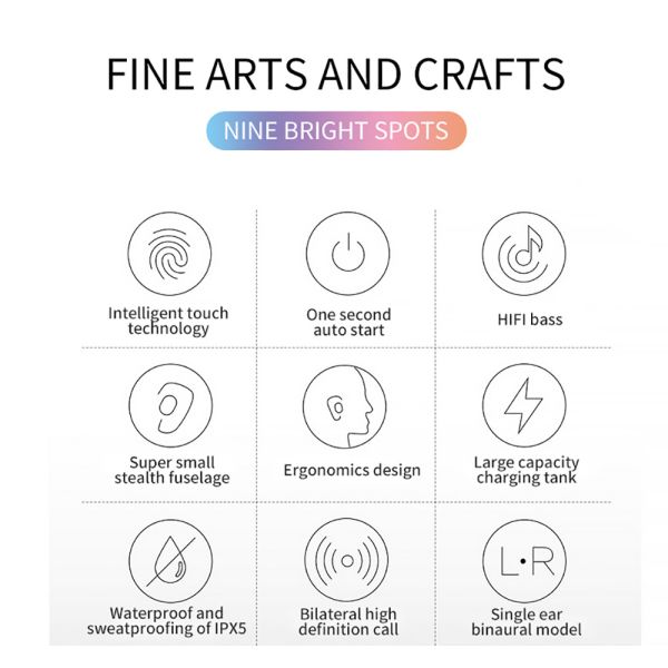 Беспроводной шлемофон Ipx5 Bluetooth спорта Tws наушника T8 делает стерео водостойким 6D свободное от Голов Earbuds Earbuds управлением касания V5.0 истинный басовый