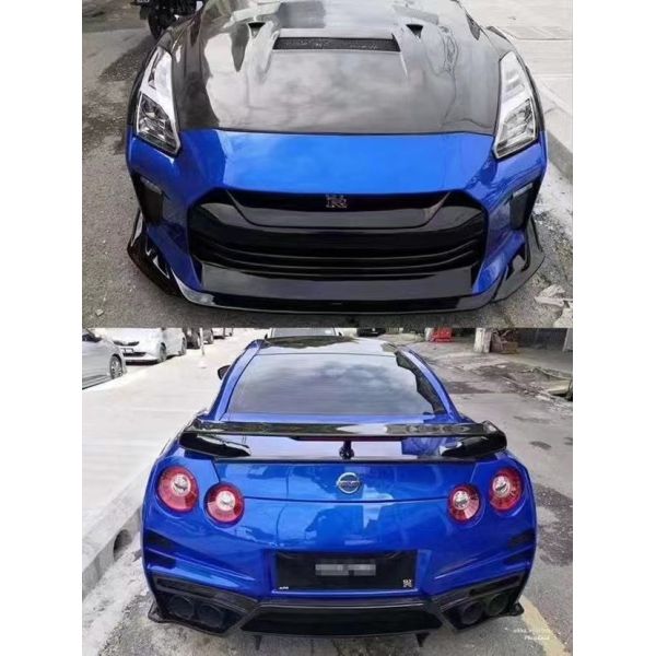 For Nissan GTR R35 Carbon Fiber Body Kit GTR Upgraded Top Style Carbon Fiber Front and Rear Bumper Side Skirt Spoilers