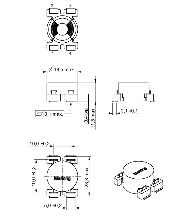 Surface Mount SMD SMT Common Mode Power Line Choke 7446630027