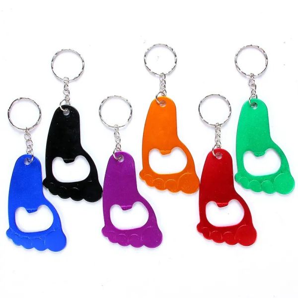 Custom Logo Keychain Bottle Opener Baby Foot Shaped Promotional Keyring Souvenir Gift