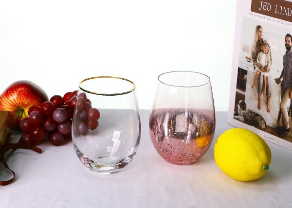Etching Golden Spoted 10cm Transparent 18 Oz Drinking Glasses Hand Blown
