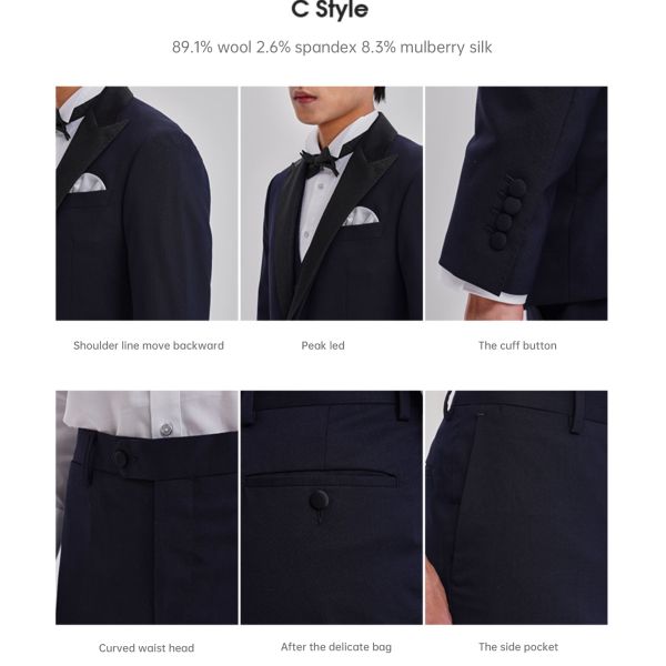 Button Fly Men's Slim Fit Wedding Suit Blazer Solid Dress Coat Business Male Jacket