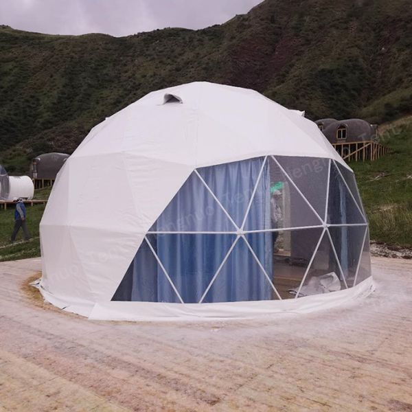 Galvanized Steel Frame Geodesic Hotel Dome Tent Wih Full Necessory Decoration