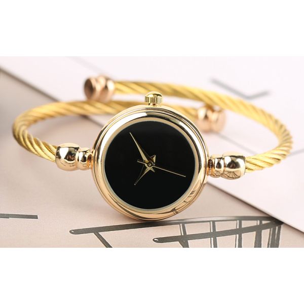 Nonwaterproof Quartz Watch Women'S Gold Bracelet Watch 4mm Band Width