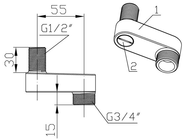 Chrome Solid Brass S-unions Shower Faucet Accessories , Double Male Thread
