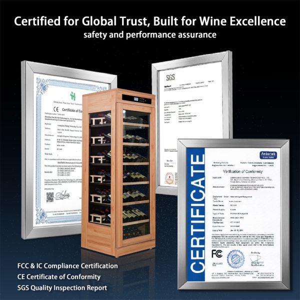 Sleek Design Solid Wood Frame Kitchen Wine Cooler with 60 Bottle Capacity