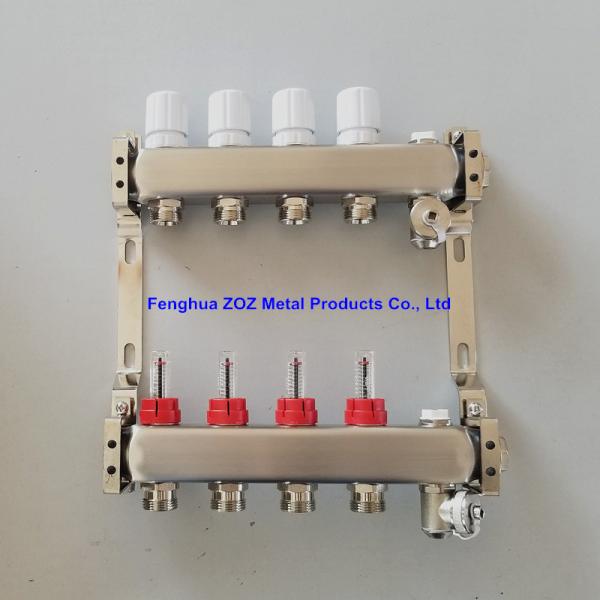 ZZ18155 PEX Radiant Floor Heating Stainless Steel Manifold Set , Underfloor Heating Manifolds Stainless Steel Manifold