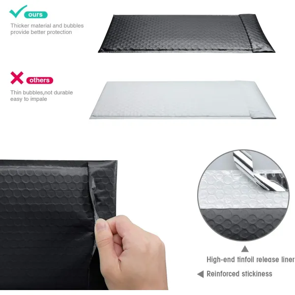 TSCX Logistics Transport Supplies Bubble Envelope Bags Mailing Bag Envelopes Bubble Mailing Bag Black Bubble Mailer