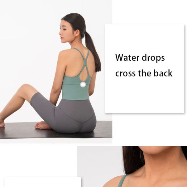 9 Colors Nude Yoga Womens Sports Bra Sexy Nylon Sweat Wicking Water Drop Back