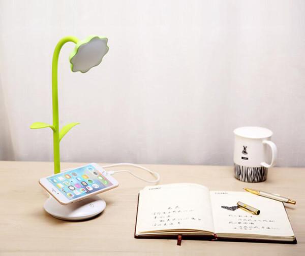 Hot Selling Creative Rechargeable Sunflower LED Desk Lamp With Phone Stand