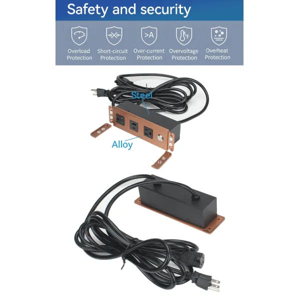 Alloy Shell Recessed Power Strip Surge Outlet Usb Charging UKCA Certificated