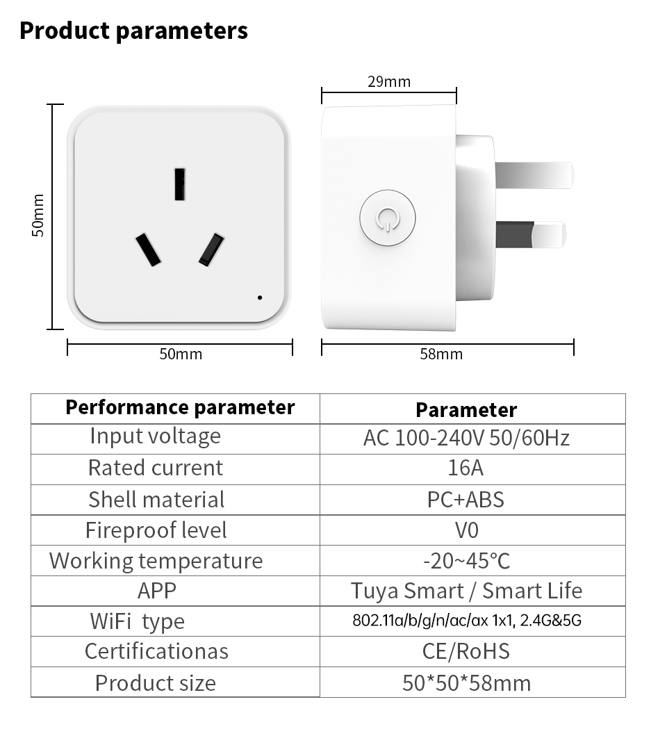 AU Smart Plug: WiFi/Energy Monitor, 16A, Voice/App Control, Timer