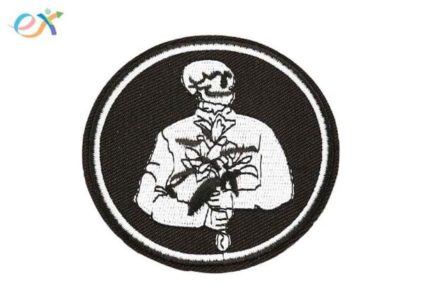 Romantic Logo Custom Motorcycle Patches Pantone Color With Merrow Border