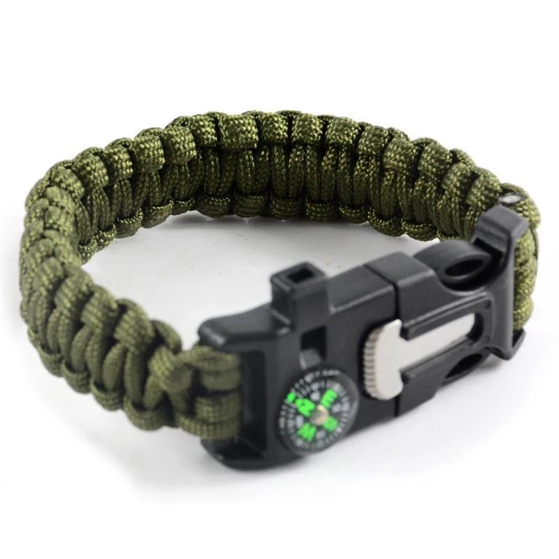 Outdoor Paracord Bracelet with Fire Starter and Whistle Buckle Essential Survival Gear