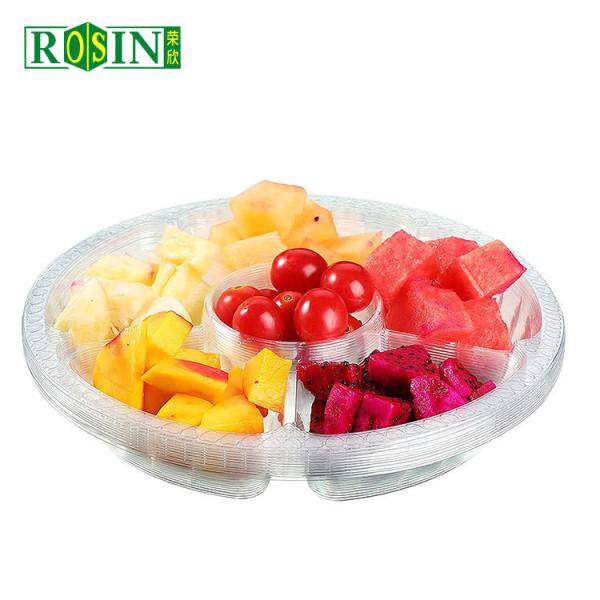 6 Cavity Disposable Plastic Fruit Containers With Anti Fog Transparent Cover