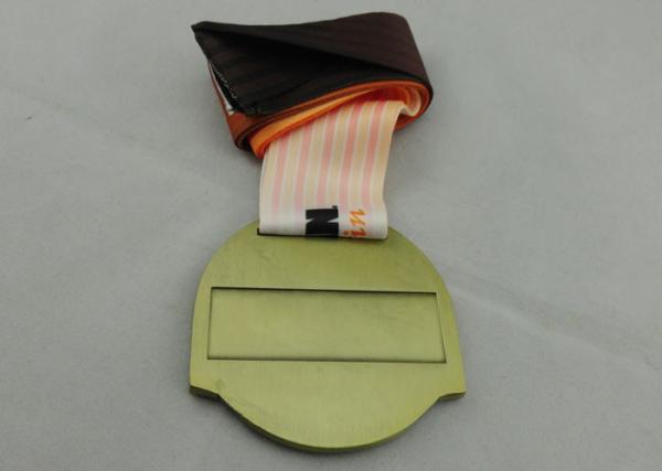 Antique Brass Plating Ribbon Medals Die Casting , Iron Man Medal