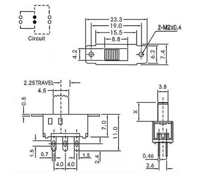 Переключатель скольжения, переключатель DPDT 6Pin сползая, вертикальный бортовой переключатель тактичности нажима, тумблер прерывателя включеный-выключеный микро-
