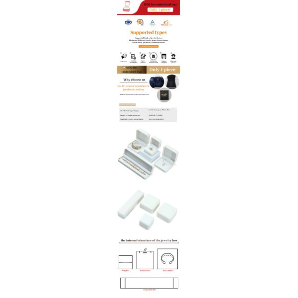 Hanhong Jewelry Package for Earrings Bracelet Storage Box in White Leather 10*10*5cm