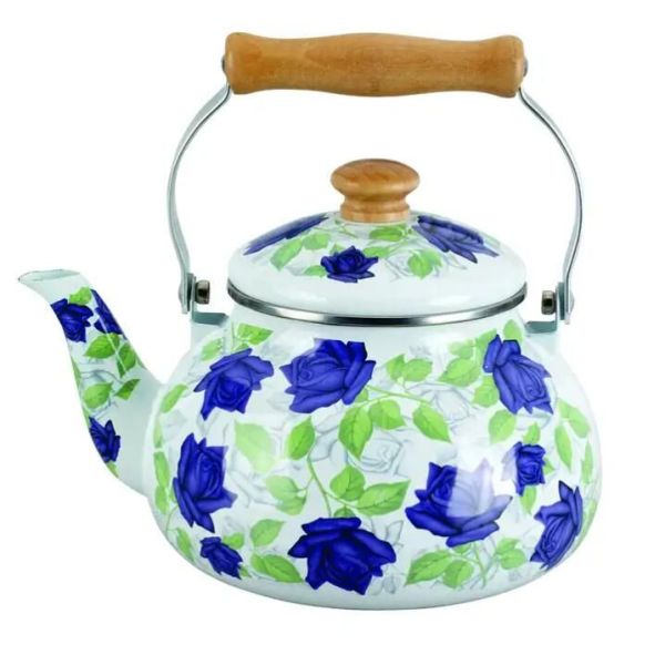 Handmade 2.5L Enamelware Kettle Featuring Tube Handle Enamel Coffee Tea Pot Carbon Steel Designed South American Market