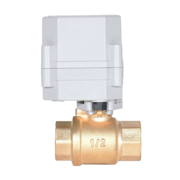 DC5V 1/2'' Brass Electric 2-way Motorized Ball Valve Flow Control Device High Temperature for Water Heating Oil & Gas