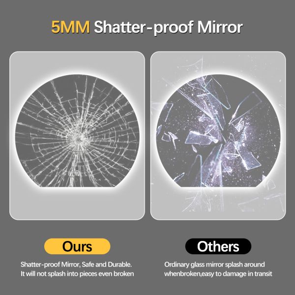 Waterproof Half Circle Backlit Mirror , Modern LED Bathroom Mirror Wall Mounted