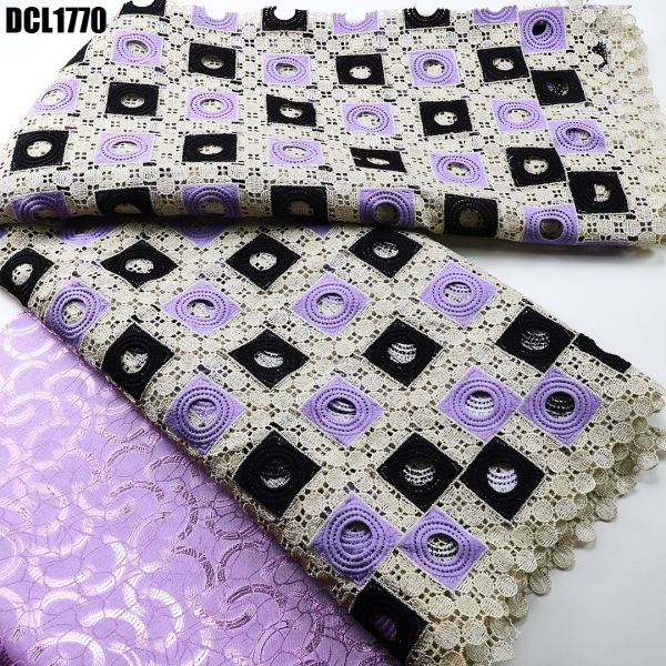 Nigerian Guipure Lace Fabric Cord Lace with Stones Embroidery Fabric Aso Ebi Dress for Party 100% polyester fabric