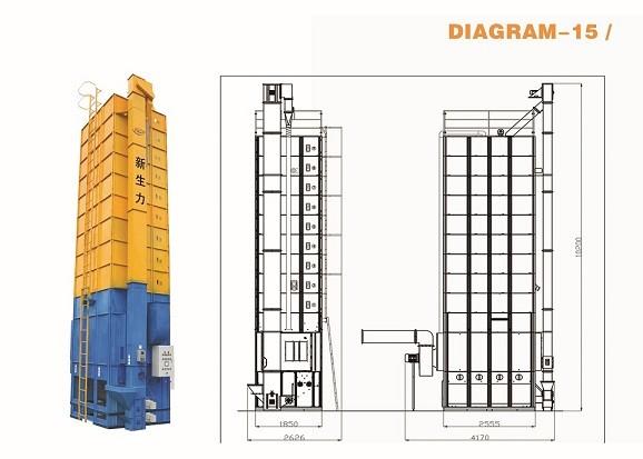 Fuel Saving Paddy Grain Dryer , 2500*4321*10200mm Mechanical Grain Dryer