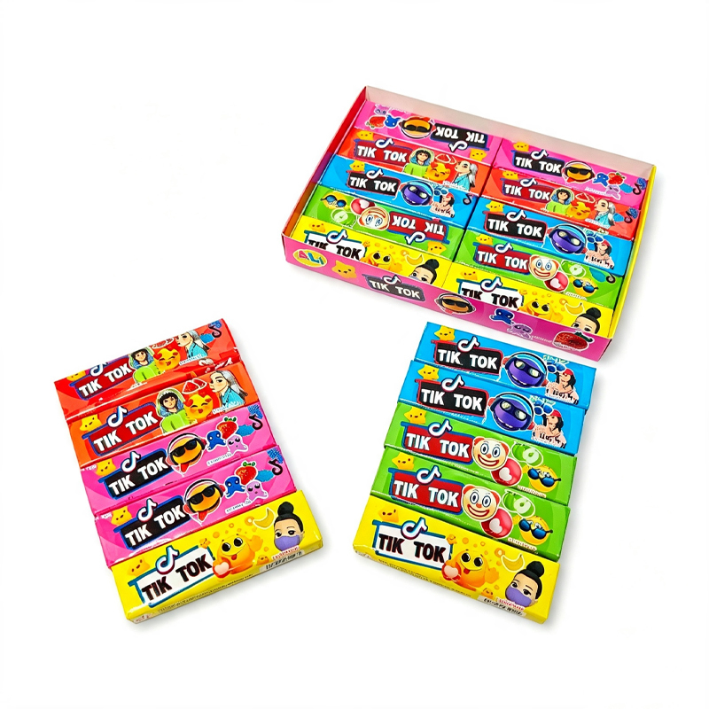 5 Pieces Packed Tiktok Fruit Flavor Bubble Gum With Cartoon Tattoo Sticker Chewing Gum