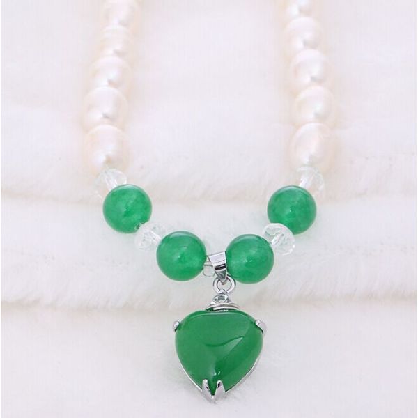 9-10mm natural freshwater pearl drops jade necklace sweater