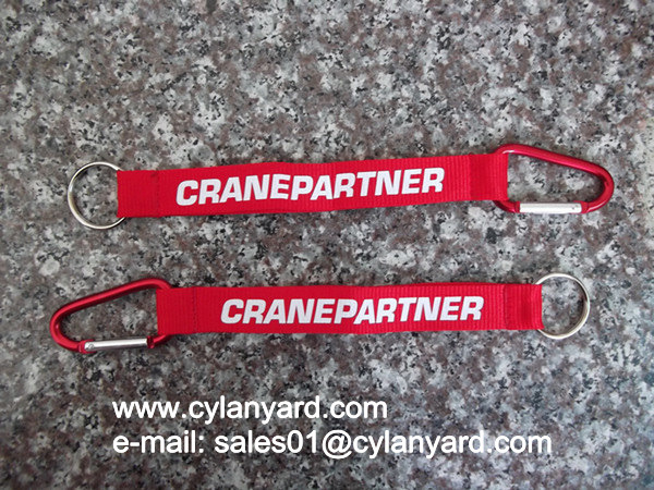 Metal Carabiner wrist strap lanyard with rubber pad logo,function polyester wrist lanyards