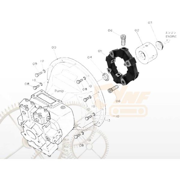 Hitachi Excavator ZX330 3 ZX330 5G ZX350H Pump Coupling Element