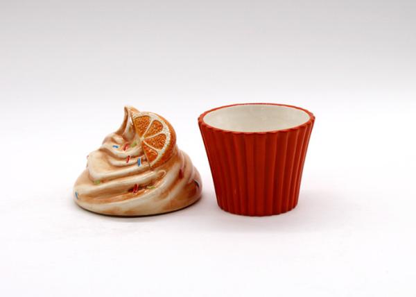 Earthenware Red Ceramic Kitchen Canisters Ice Cream Cone Cookie Jar Chocolate Box