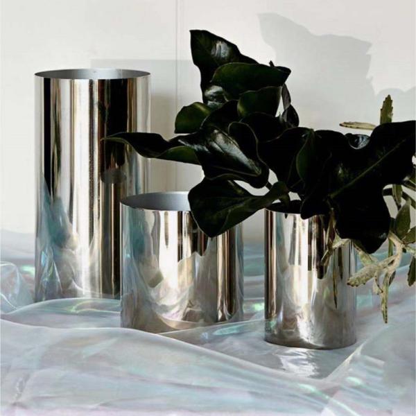 Custom Various Specifications Stainless Steel Metal Round Cylindrical Home Decor Floor Vases