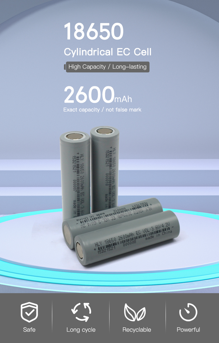 жизнь длительного цикла гальванических элементов иона лития 2600mAh 3.6V 18650 перезаряжаемые
